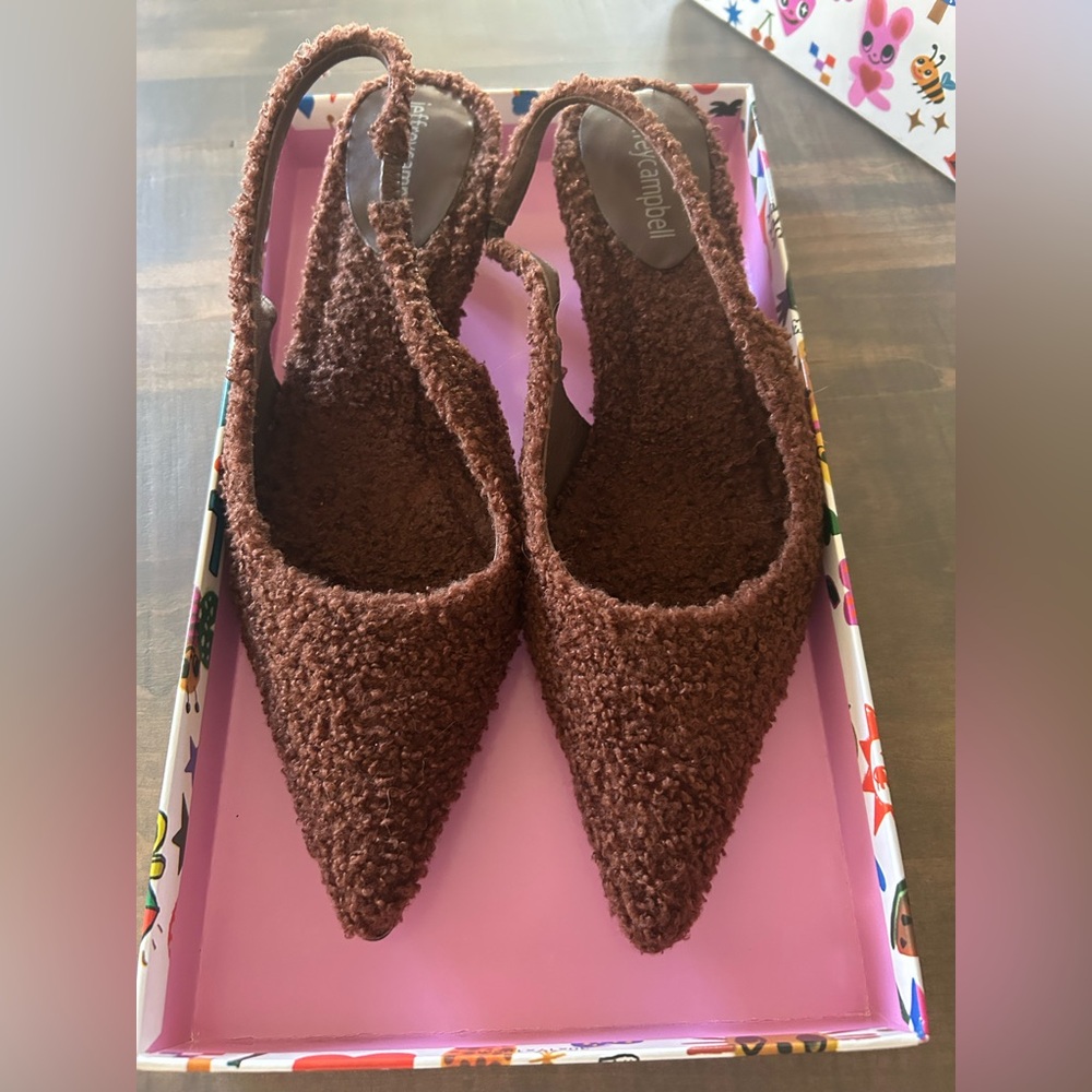 NWOT Jeffrey Campbell Persona T Teddy Brown Kitten Heels Sz 6